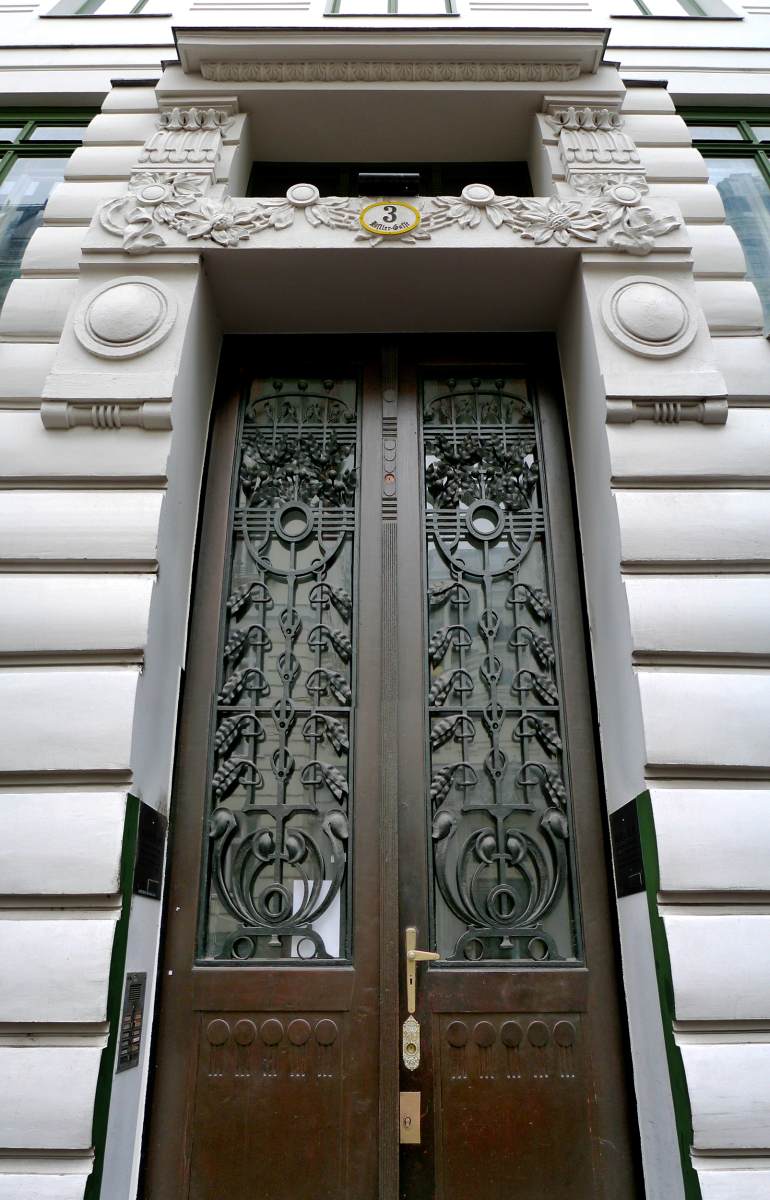 Otto Wagner House: detail of the exterior by WAGNER, Otto