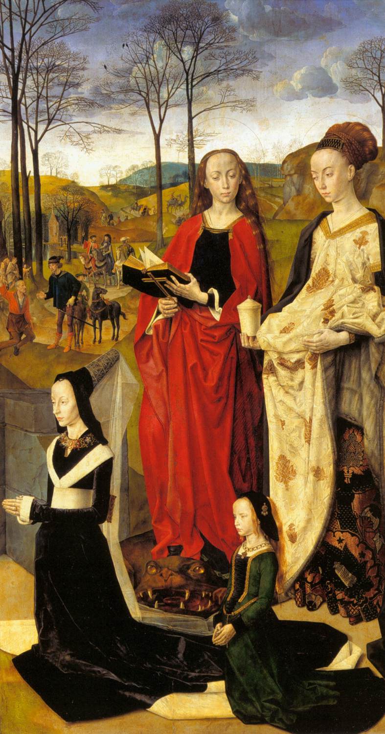 Sts Margaret and Mary Magdalene with Maria Portinari by GOES, Hugo van der