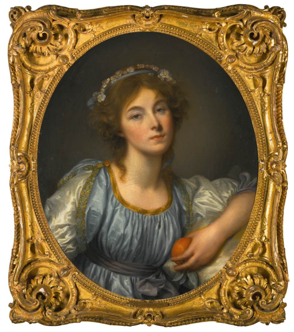 Young Girl Holding an Orange by GREUZE, Jean-Baptiste