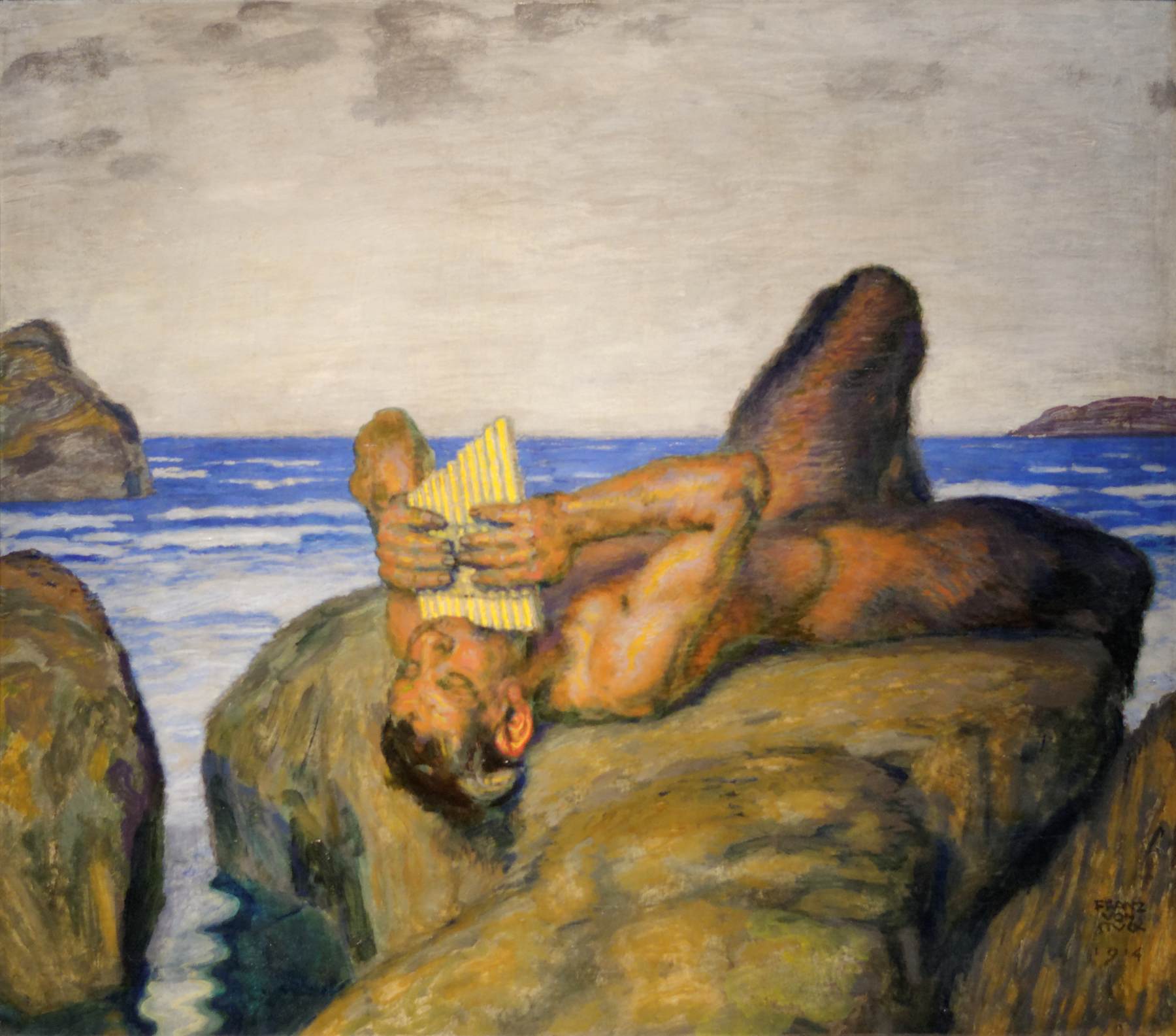 Faun playing the Panpipes by the Sea by STUCK, Franz von