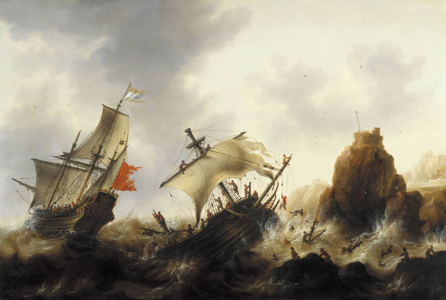 Ships on a Stormy Sea by BELLEVOIS, Jacob Adriaensz.