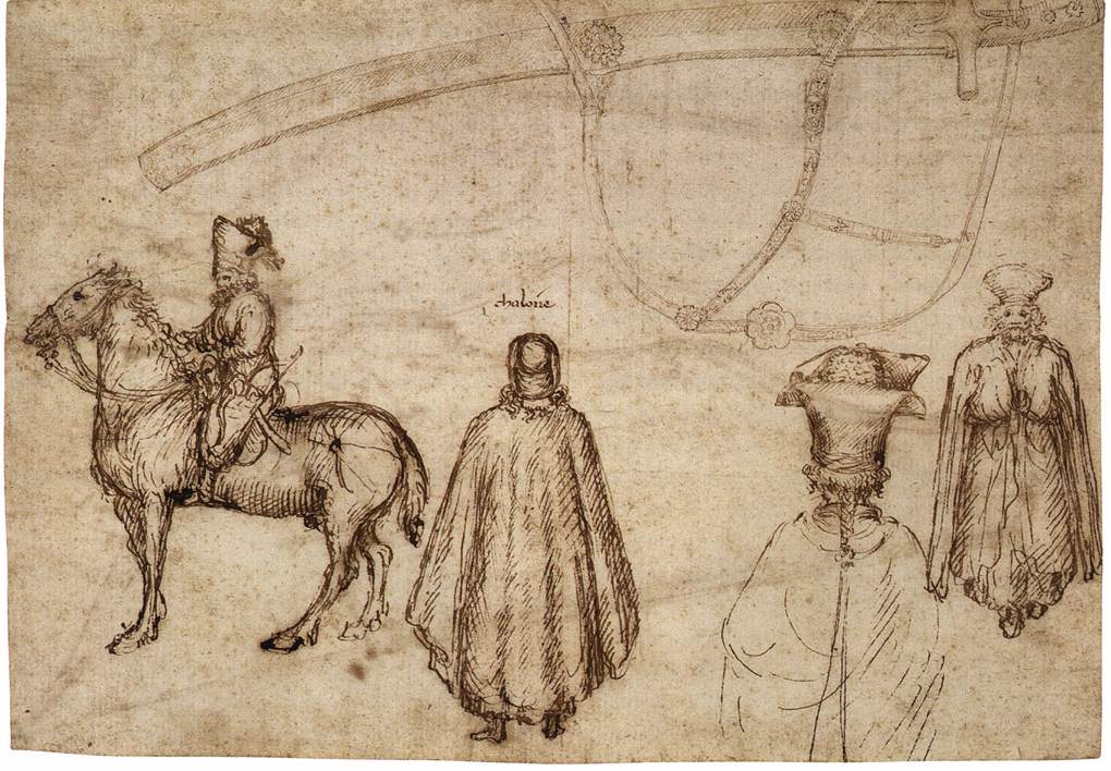 Studies of Emperor John VIII Paleologus and His Entourage (recto) by PISANELLO