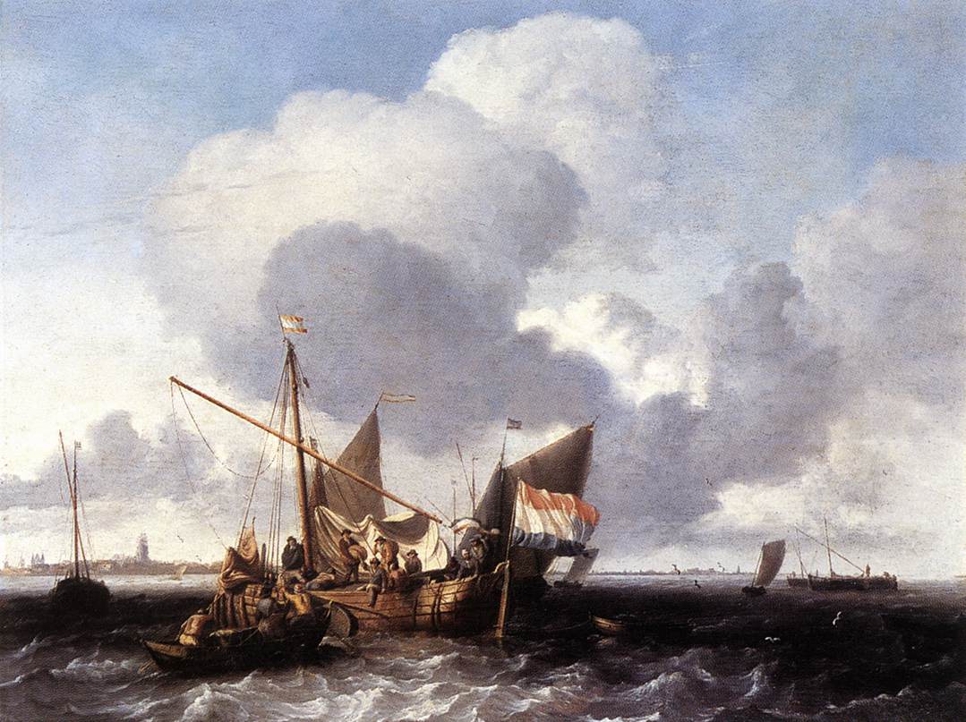 Ships on the Zuiderzee before the Fort of Naarden by BACKHUYSEN, Ludolf