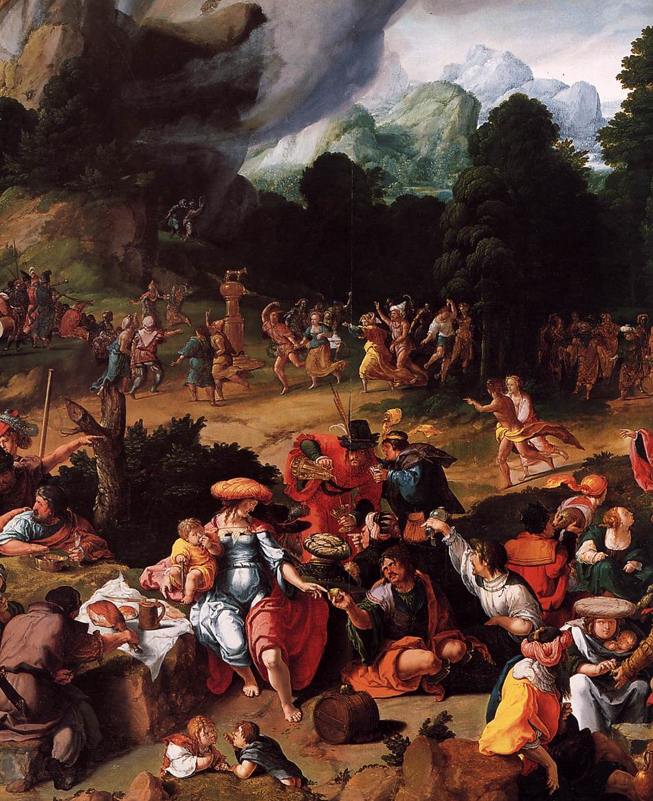 Worshipping of the Golden Calf (detail) by LEYDEN, Lucas van