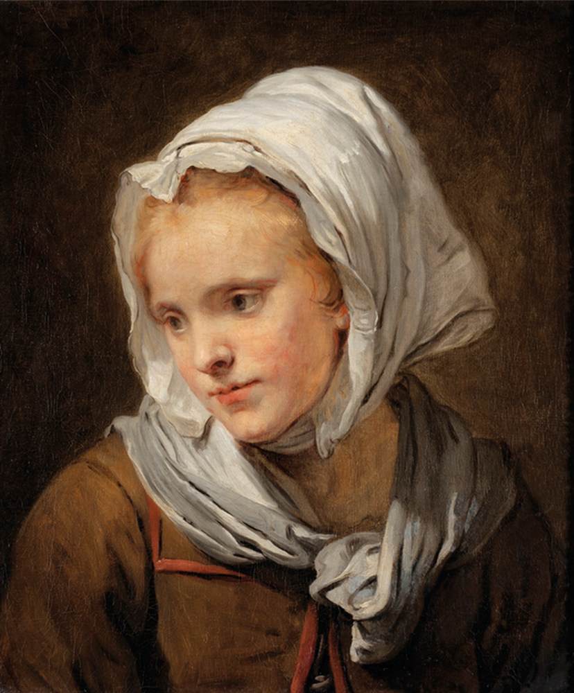 Portrait of a Young Woman with White Headscarf by