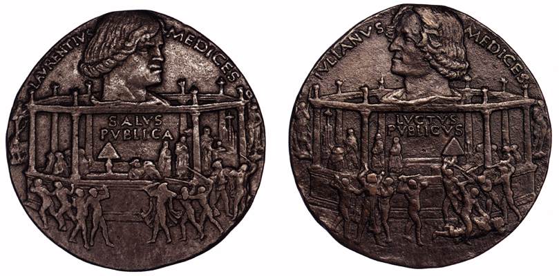 Pazzi Cospiracy Medal, obverse: Lorenzo, reverse: Giuliano de' Medici by BERTOLDO DI GIOVANNI