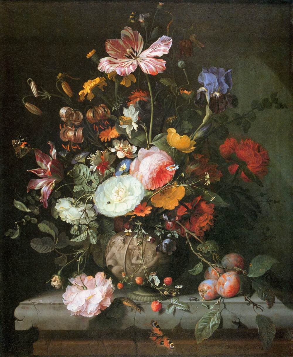 Flowers in a Stone Vase by WALSCAPELLE, Jacob van