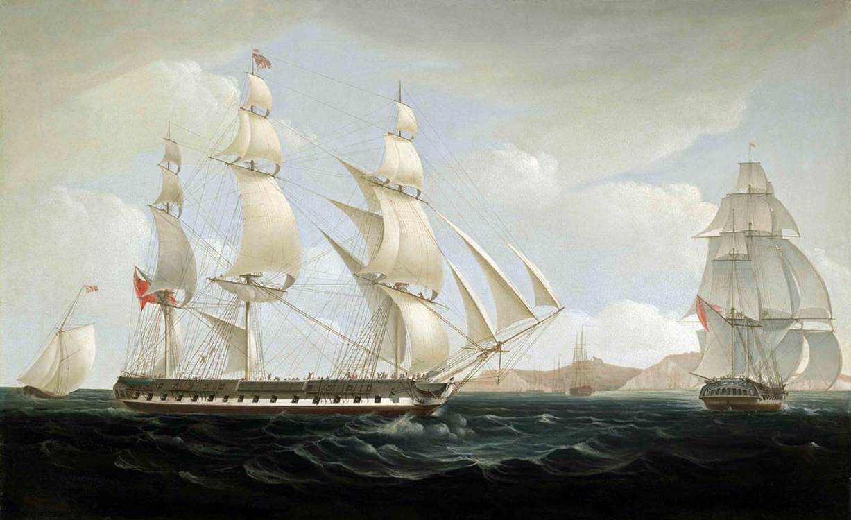 The East Indiaman 'Ceres' in Two Positions off St. Helena by HUGGINS, William John