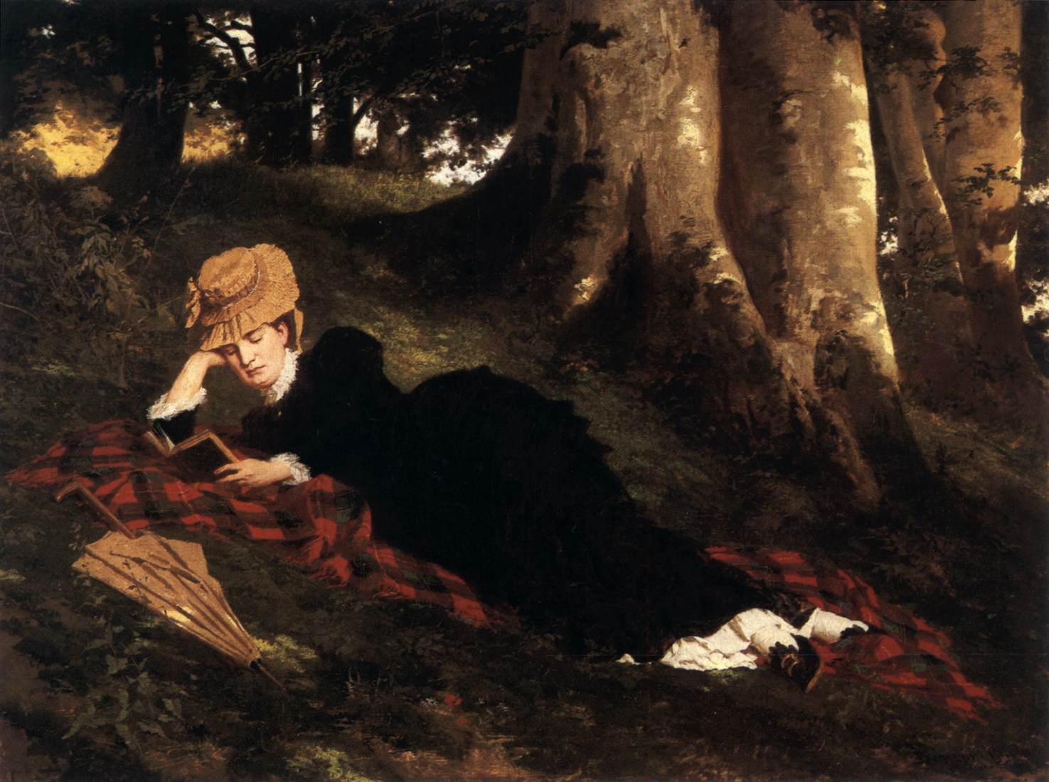 Reading Woman in the Forest by BENCZÚR, Gyula