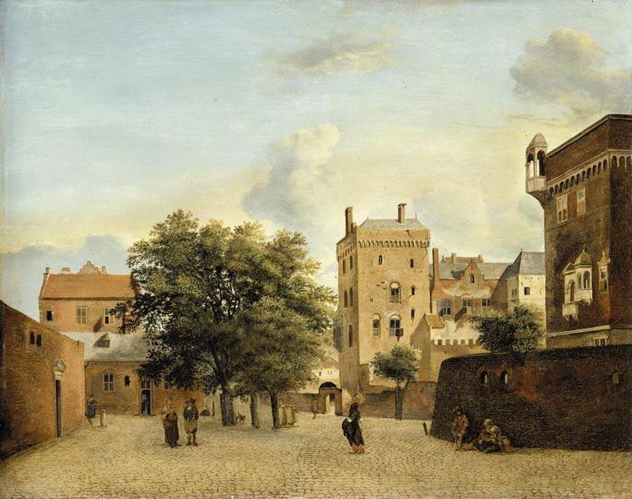 View of a Small Town Square by HEYDEN, Jan van der