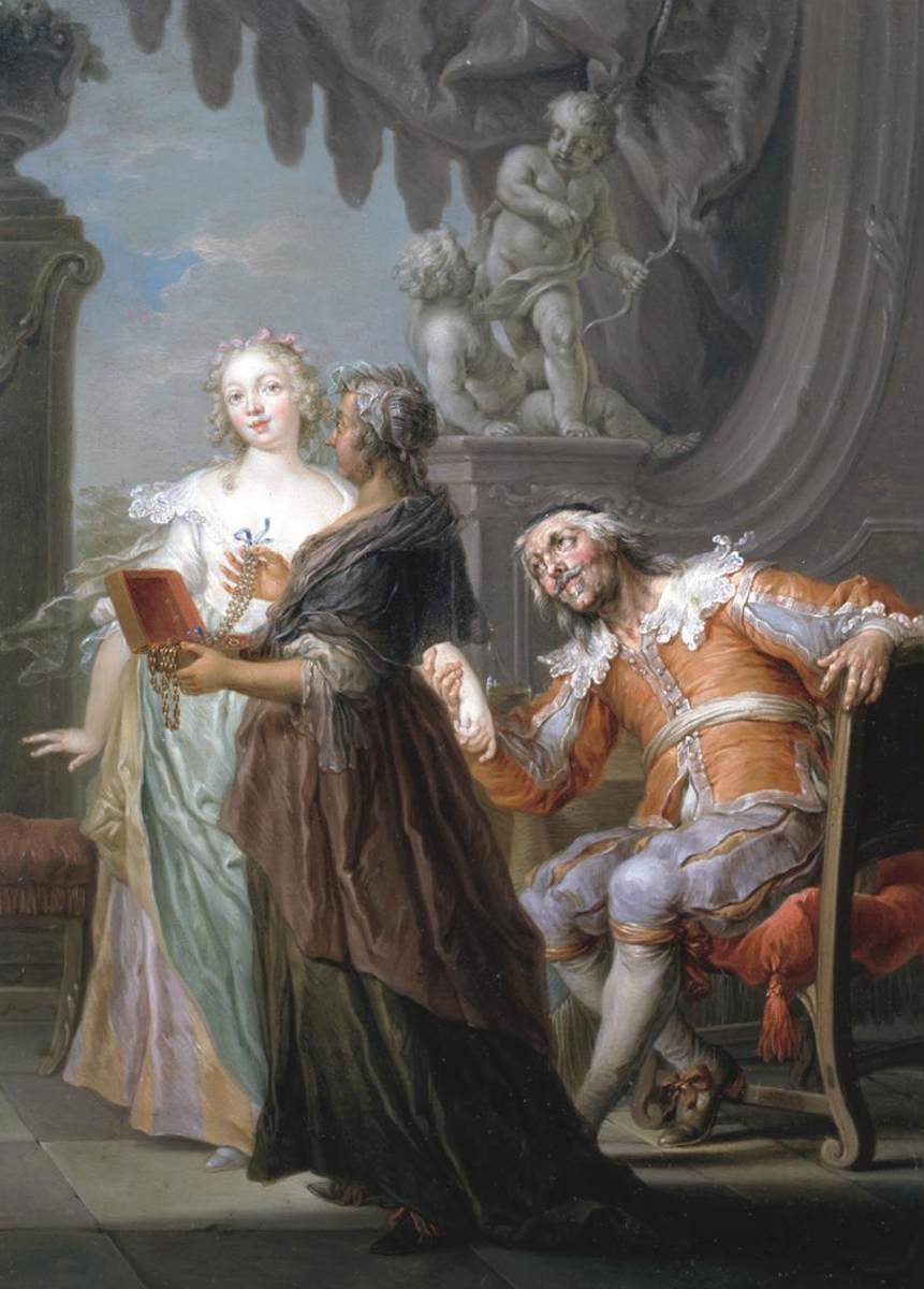 Elegant Couple with an Old Maid in an Exterior by JANNECK, Franz Christoph