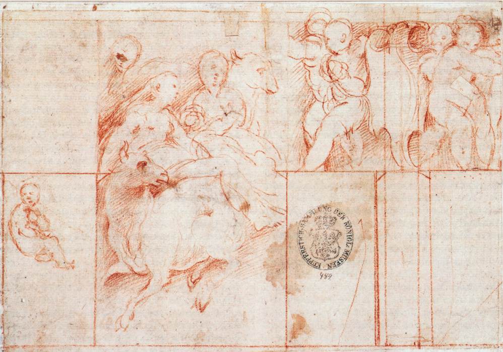 Sketch for a wall decoration (verso) by PARMIGIANINO