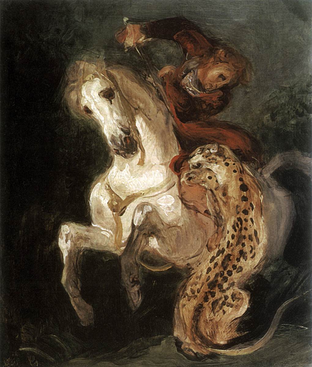 Jaguar Attacking a Horseman by DELACROIX, Eugène