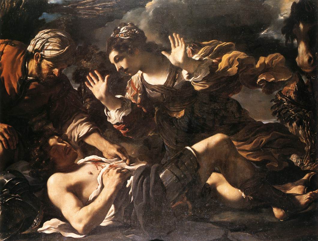 Erminia Finds the Wounded Tancred by GUERCINO