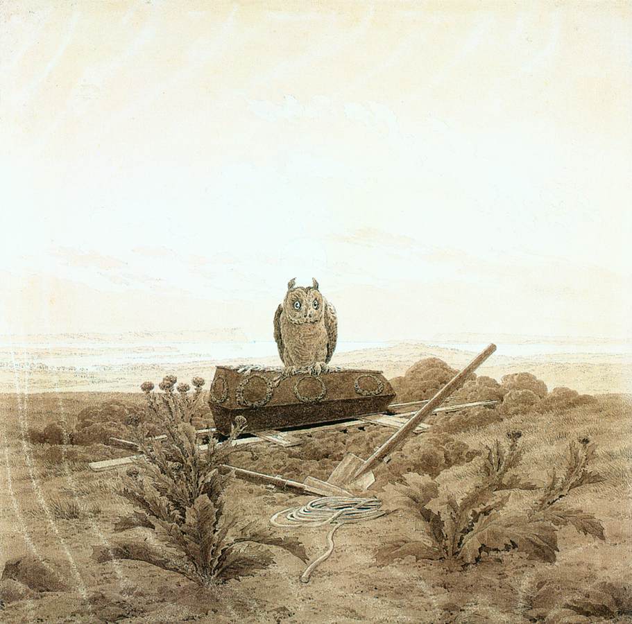 Landscape with Grave, Coffin and Owl by FRIEDRICH, Caspar David