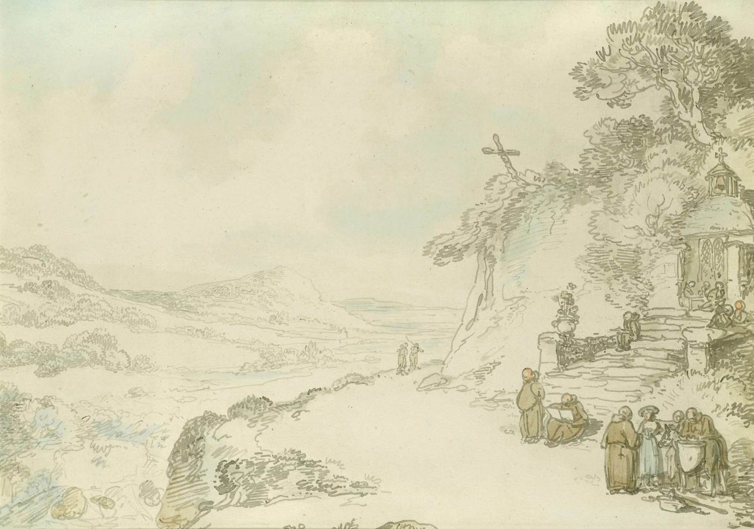 A Landscape with Monks by ROWLANDSON, Thomas