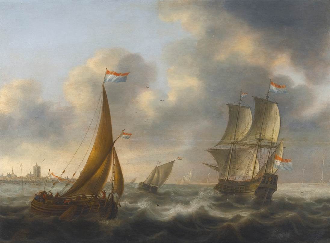 Dutch Ships in Choppy Waters by