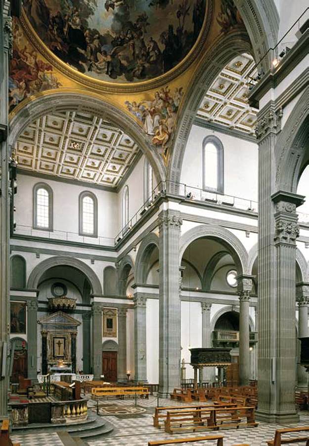 San Lorenzo: View of the central nave by BRUNELLESCHI, Filippo