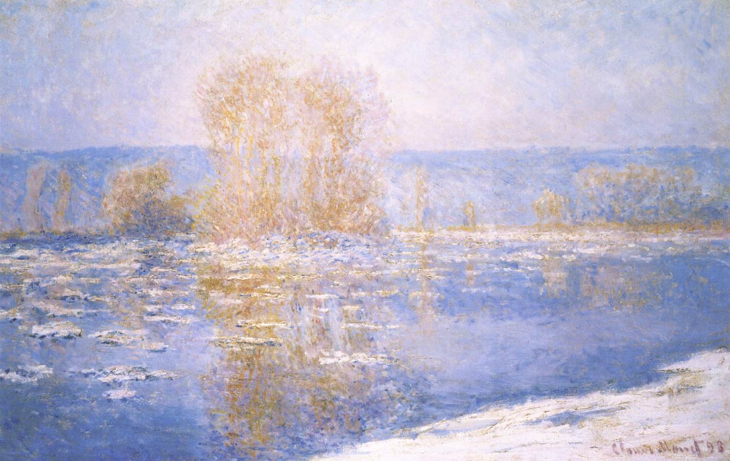 Floating Ice at Bennecourt by MONET, Claude