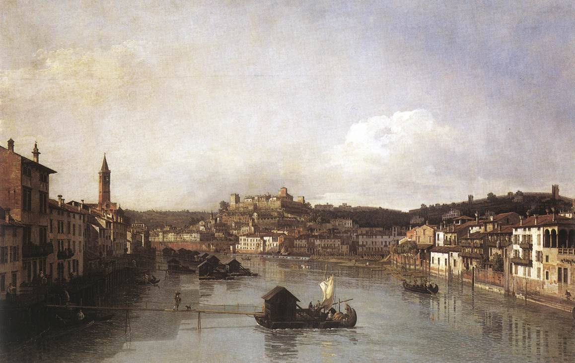 View of Verona and the River Adige from the Ponte Nuovo by BELLOTTO, Bernardo