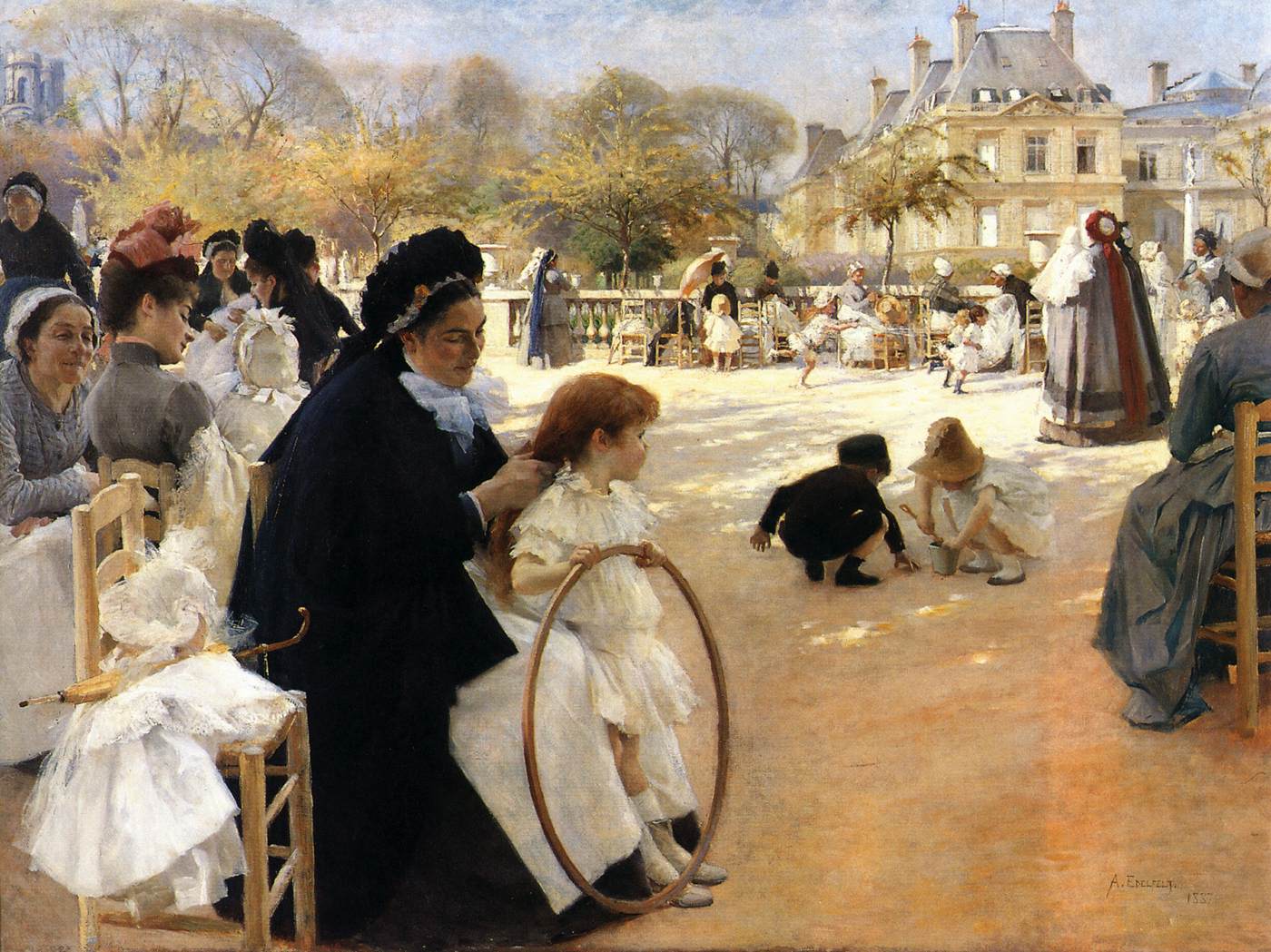 In the Luxembourg Gardens by EDELFELT, Albert