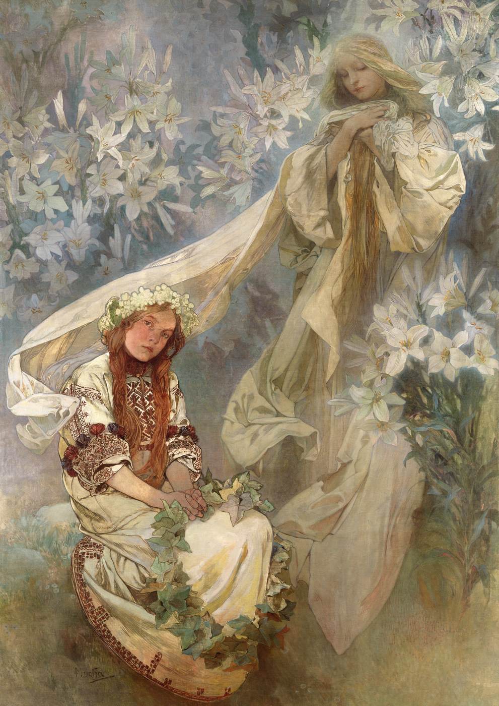 Madonna of the Lilies by MUCHA, Alphonse