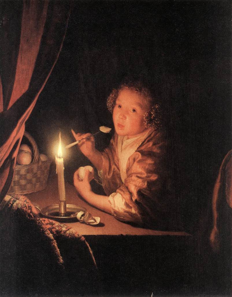 Girl Eating an Apple by SCHALCKEN, Godfried