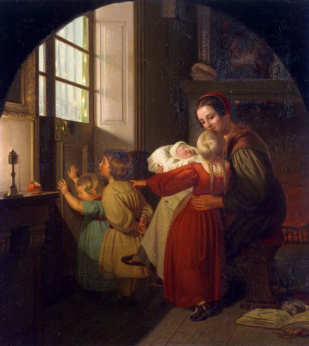 Children Expecting the Christmas Feast by HILDEBRANDT, Ferdinand Theodor