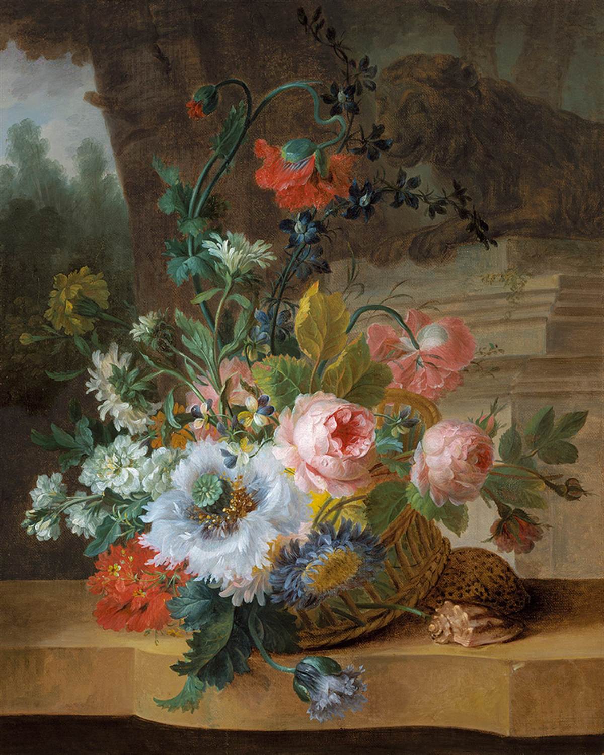 Still-Life with Flowers in a Park Landscape by