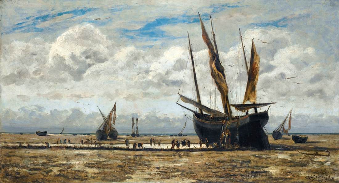 The Boarding of Oysters at the Cancale Harbour by DELPY, Hippolyte-Camille