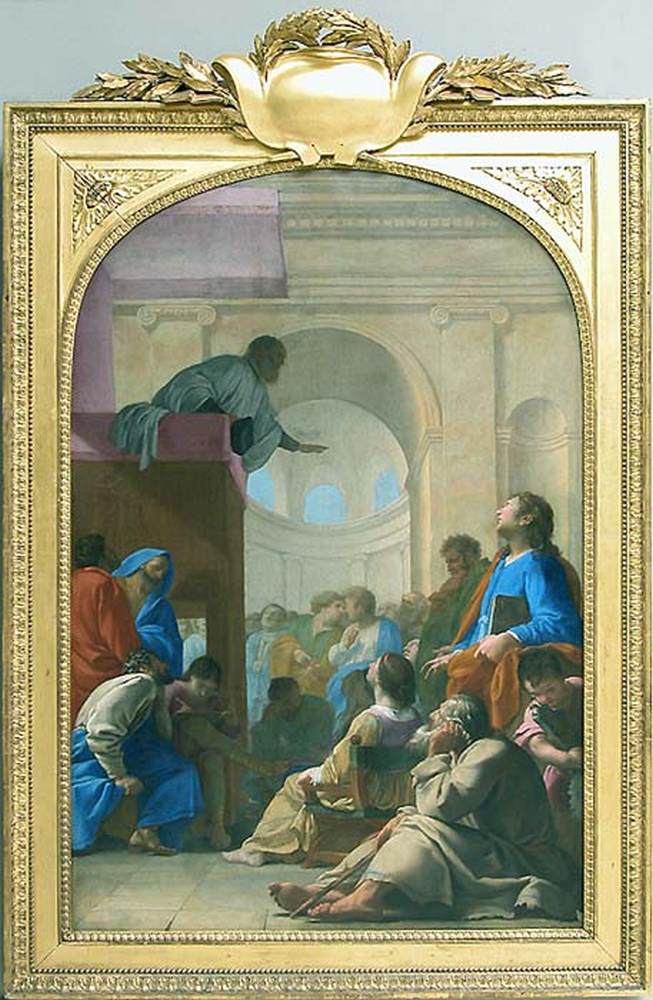 St Bruno Attending the Sermon of Raymond Diocrès by LE SUEUR, Eustache