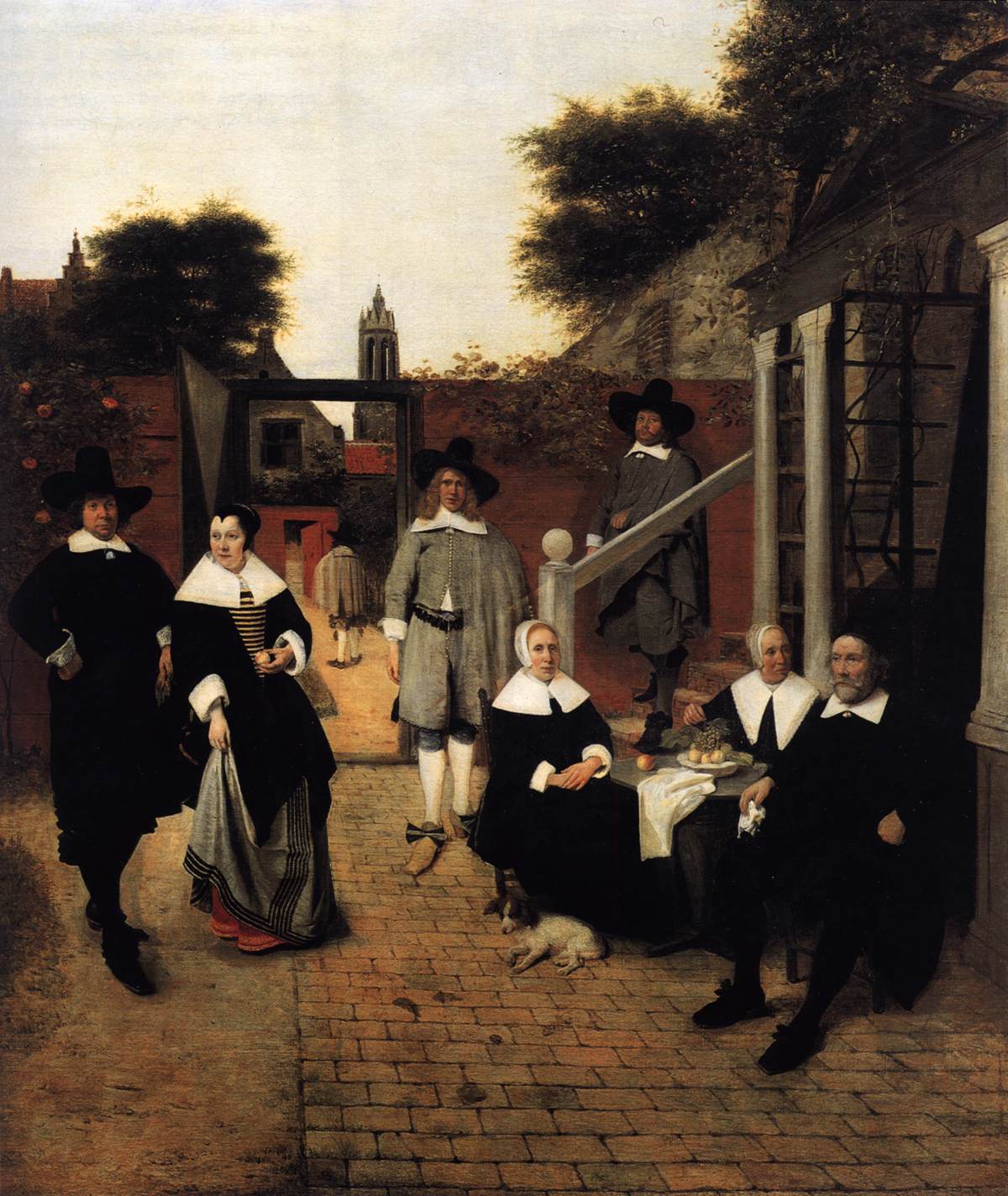 Portrait of a Family in a Courtyard in Delft by