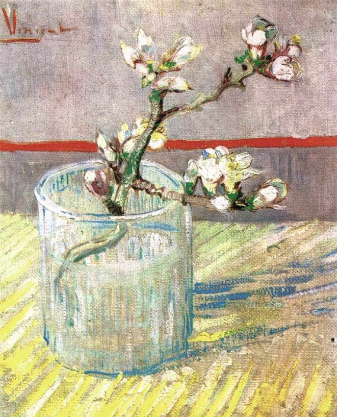 Blossoming Almond Branch in a Glass by GOGH, Vincent van