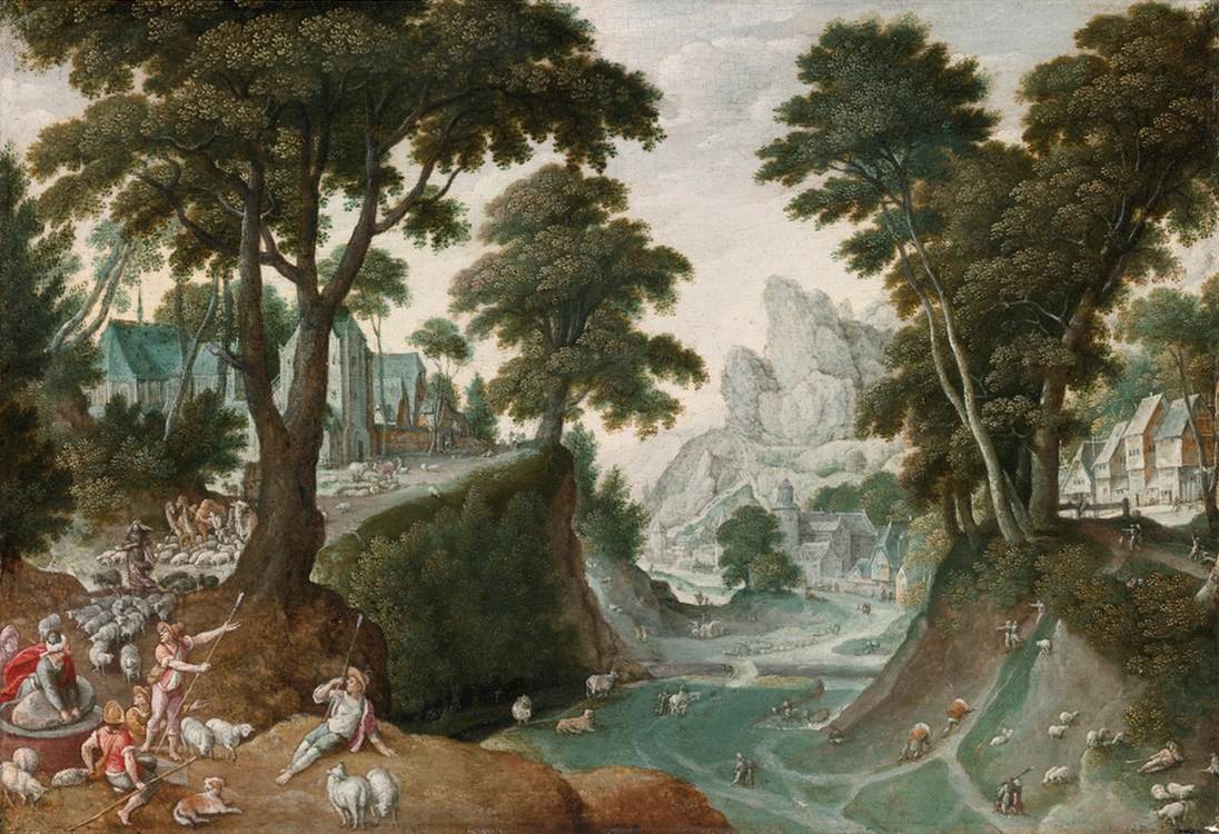 Mountainous Landscape with the Return of Jacob from Canaan by BOL, Hans