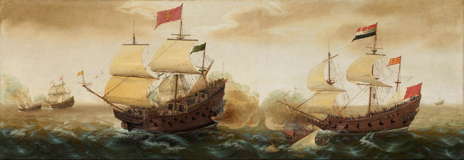 Naval Encounter between Dutch and Spanish Warships by VERBEECK, Cornelis