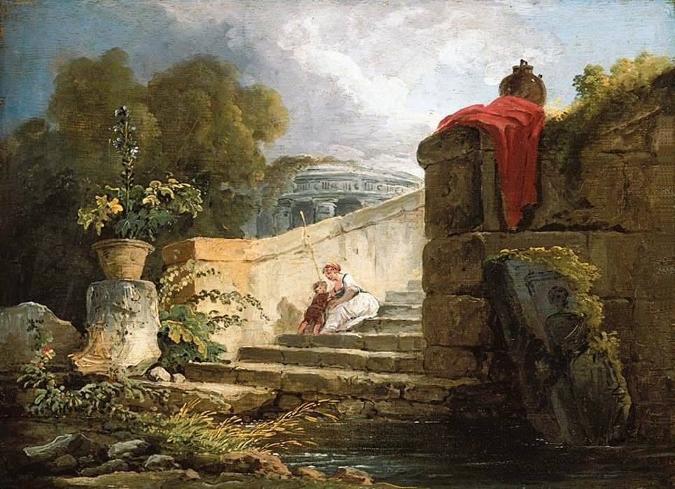 A Scene in the Grounds of the Villa Farnese, Rome by ROBERT, Hubert