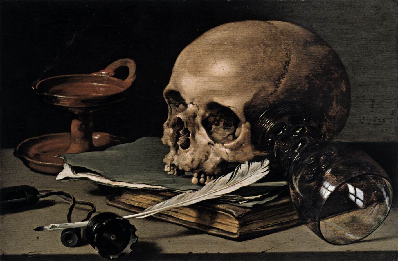 Still-Life with a Skull and Writing Quill by