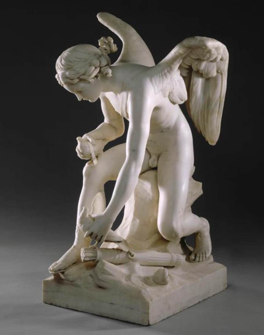 Cupid Seated by the Sea and Assembling the Doves of the Chariot of Venus by