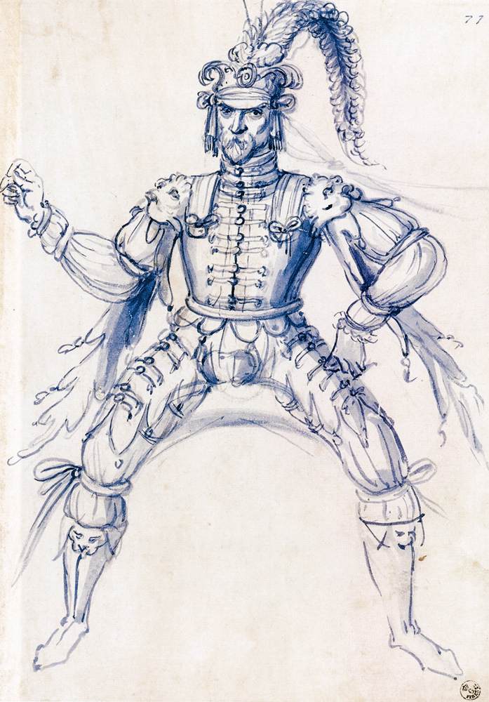 Costume drawing for a knight on horseback by ARCIMBOLDO, Giuseppe