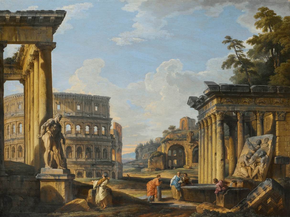 Capriccio of Classical Ruins by PANNINI, Giovanni Paolo