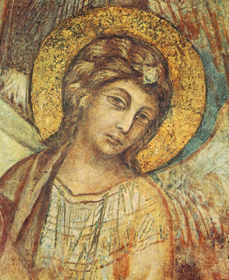 Madonna Enthroned with the Child, St Francis and four Angels (detail) by CIMABUE