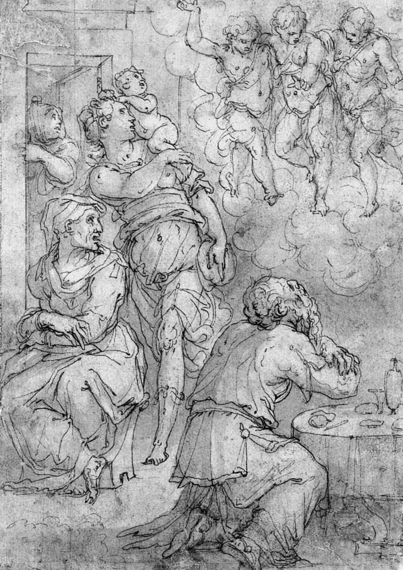 Abraham and the Three Angels by VASARI, Giorgio