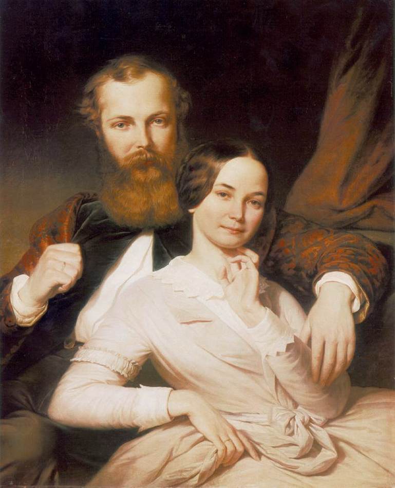 Composer Mihály Mosonyi and his Wife by WEBER, Henrik