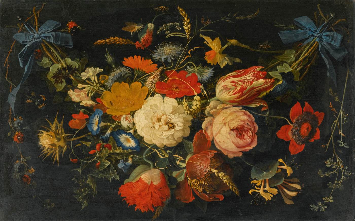 Hanging Garland of Flowers and Fruit by MIGNON, Abraham