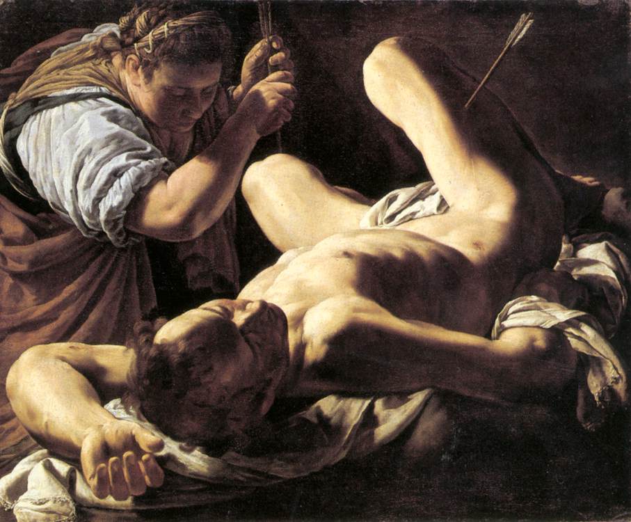 St Sebastian Tended by St Irene by BASSETTI, Marcantonio