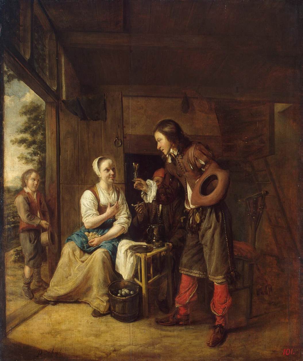 Man Offering a Glass of Wine to a Woman by HOOCH, Pieter de