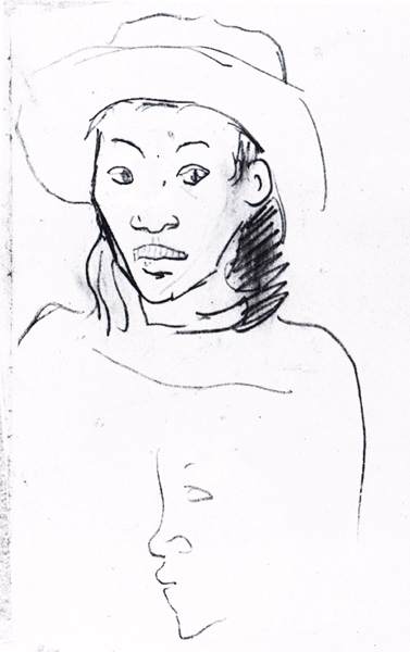 Maori Woman with Hat by GAUGUIN, Paul