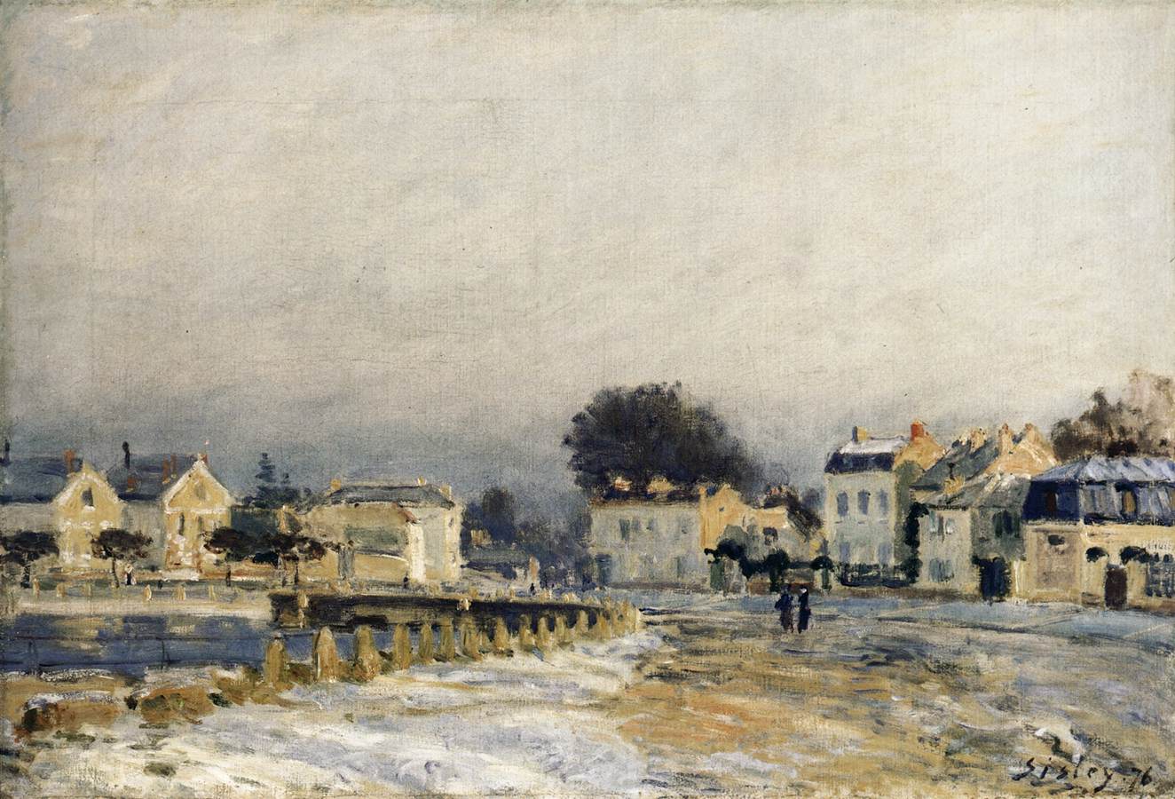 The Watering Place at Mary-le-Roi with Hoarfrost by SISLEY, Alfred