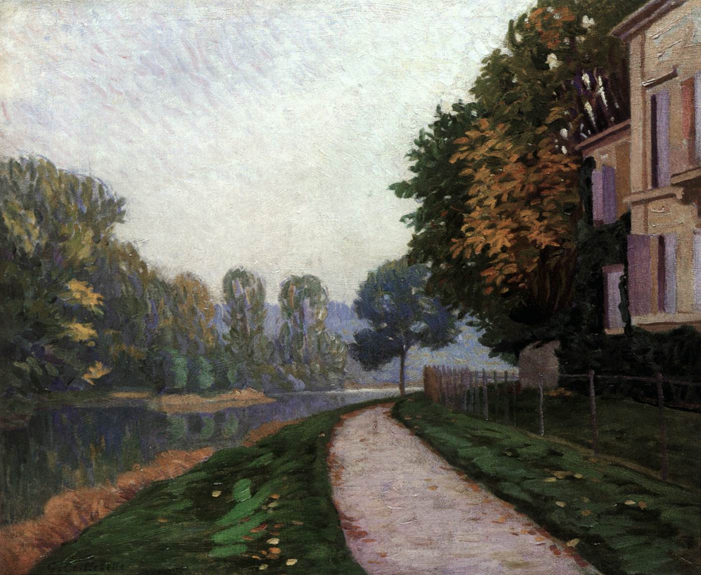 Riverbank in Morning Haze by CAILLEBOTTE, Gustave