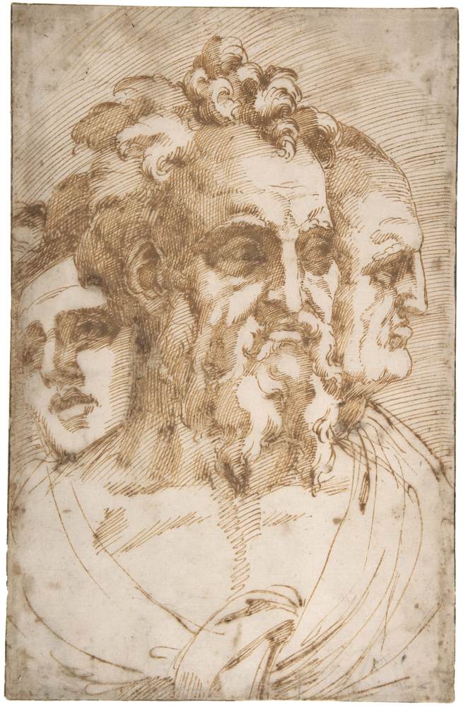 Three Male Heads by BANDINELLI, Baccio